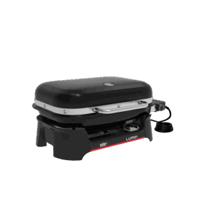 Weber Lumin barbecue elettrico, grill da tavolo nero con coperchio e indicatore di temperatura.