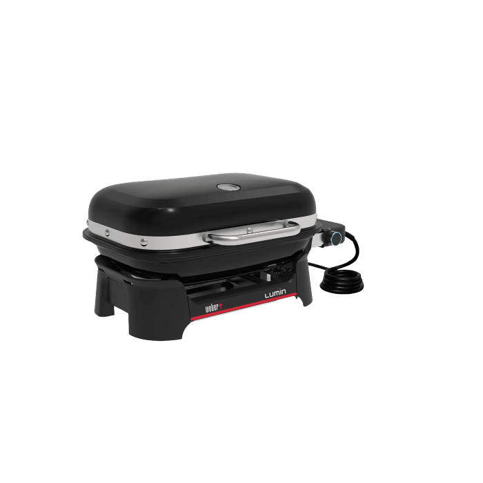 Weber Lumin Compact barbecue elettrico, nero. Grill compatto con coperchio e indicatore di temperatura.