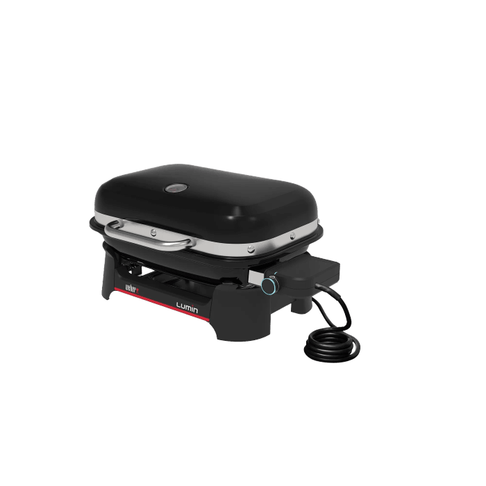 Weber Lumin Compact barbecue elettrico, nero. Grill compatto con coperchio e controllo temperatura.