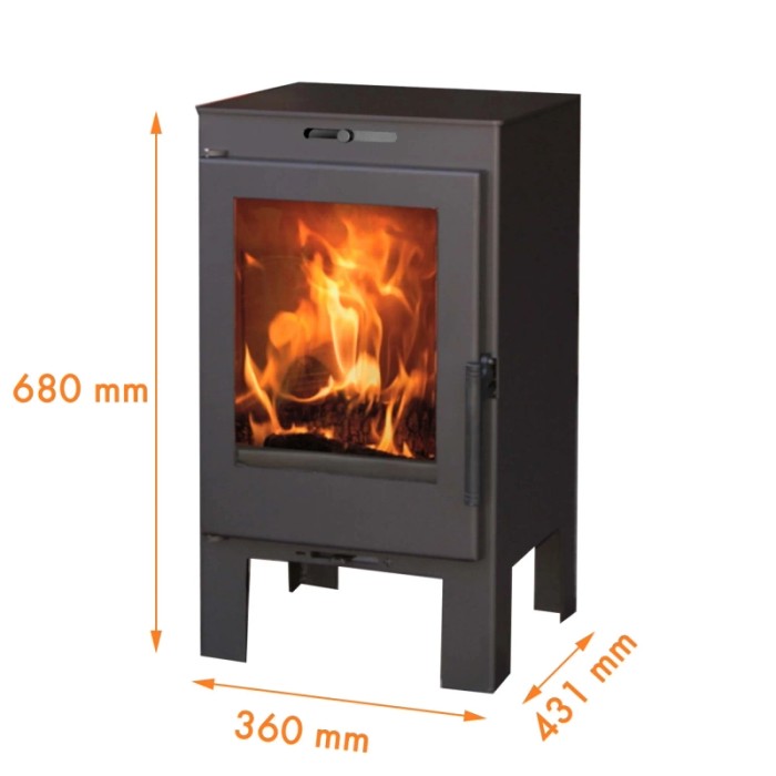 Stufa a legna t.b.t. con dimensioni. Stufa a legna per un calore accogliente in casa.