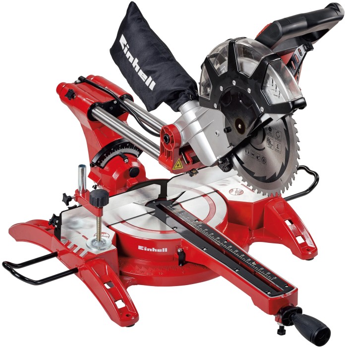 Troncatrice radiale Einhell TC-SM 2534 Dual, 2350 W, rossa, con sacco raccogli trucioli e laser