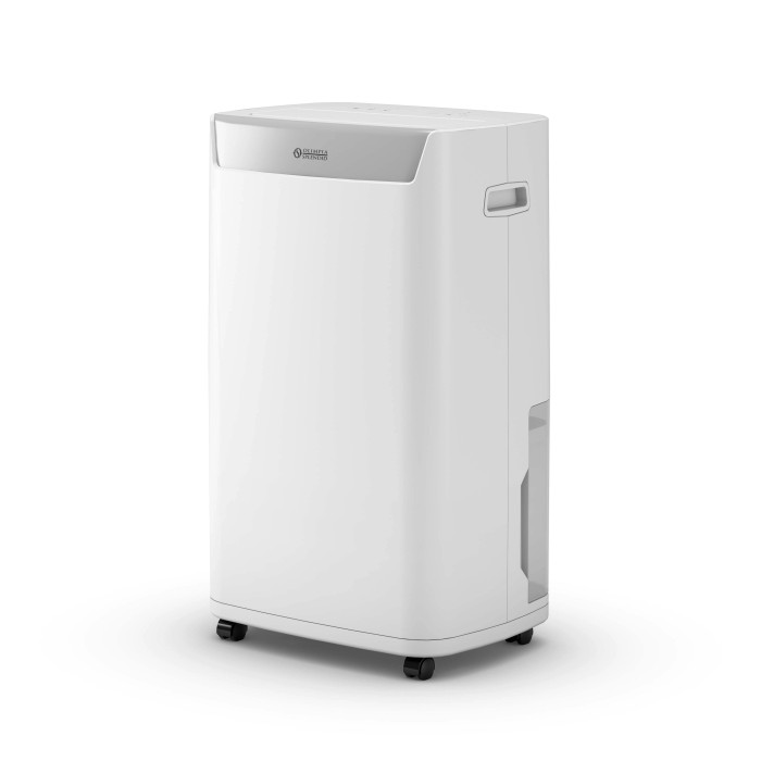 Deumidificatore bianco t.b.t. con ruote per OBI. Deumidificatore per un miglior clima interno.
