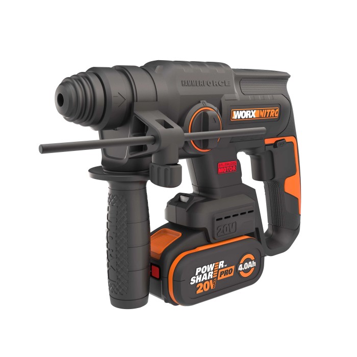 Trapano a percussione a batteria di t.b.t. per foratura e scalpellatura precise.