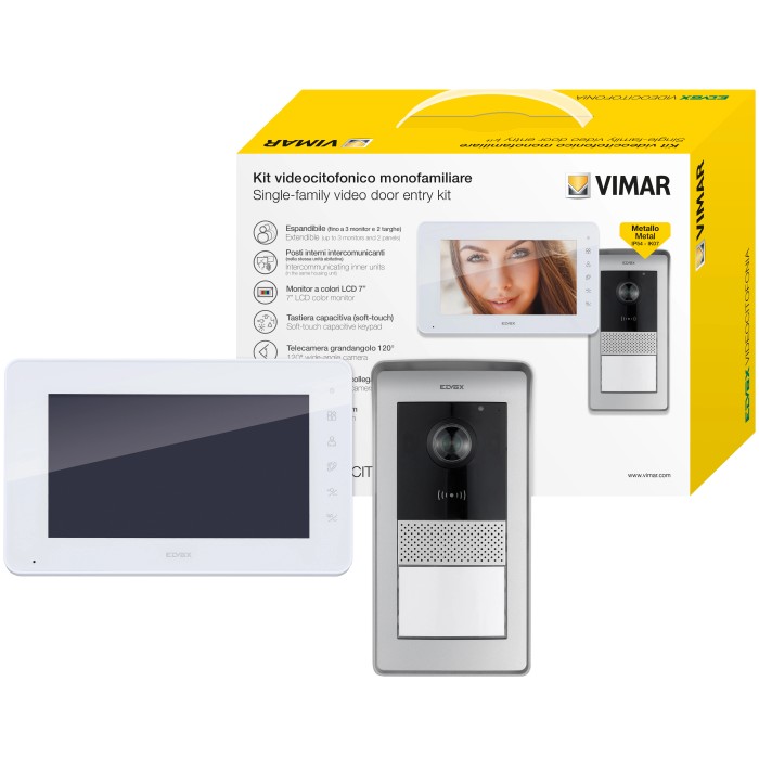 Kit videocitofono t.b.t. con unità interna ed esterna.