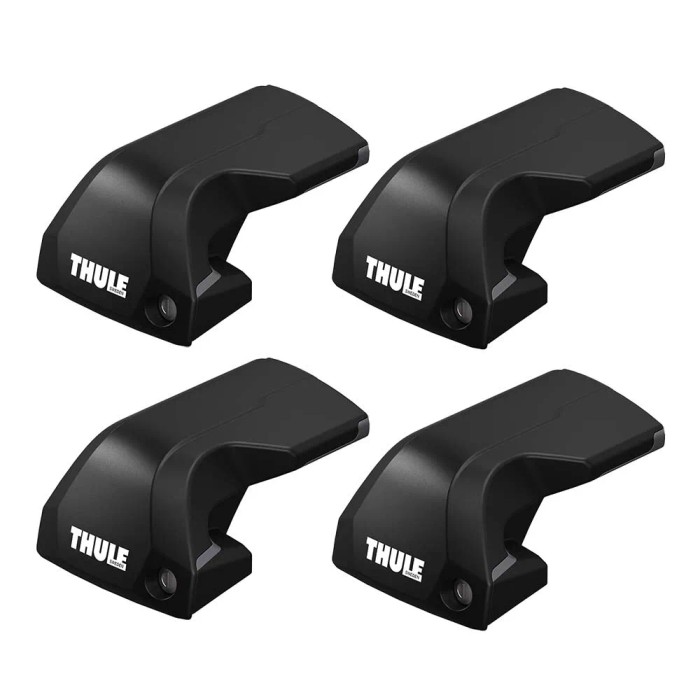 Quattro piedini Thule neri per portapacchi, accessori per il trasporto auto.