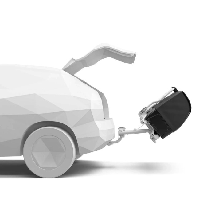 t.b.t. attaccato all'auto. Accessorio per il trasporto.