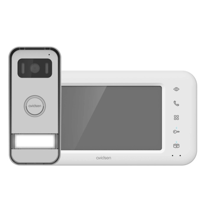 Kit citofonico Avidsen t.b.t. bianco con telecamera e monitor.