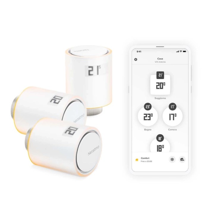 Termostati smart per radiatori Netatmo con controllo app per il riscaldamento smart home.