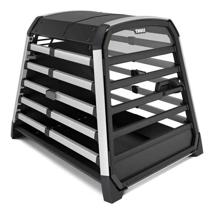 t.b.t. Accessorio per il trasporto: Box per cani in alluminio e plastica, nero/argento.