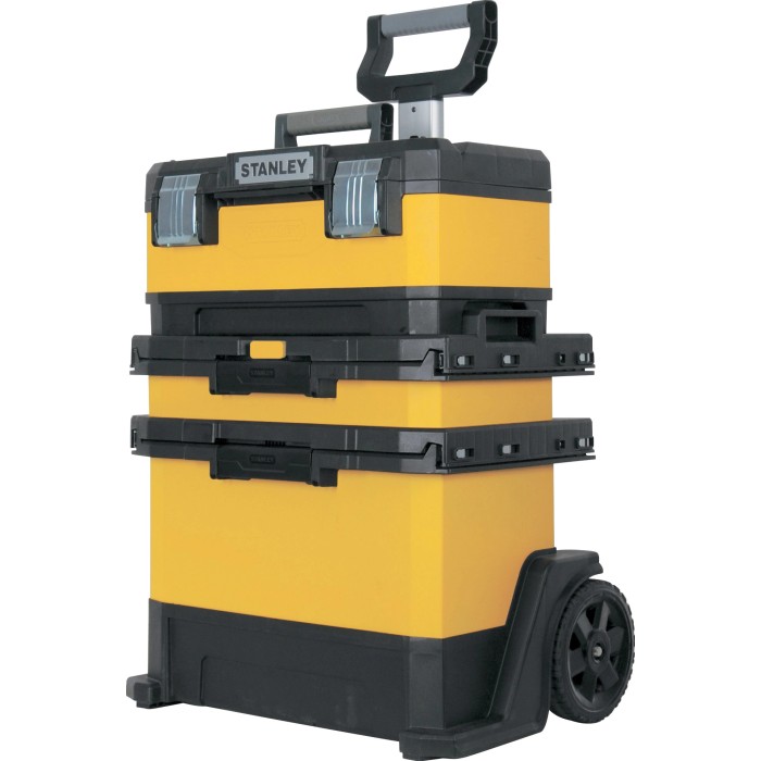 Stanley 1-95-621 Officina mobile, metallo e plastica, giallo/nero, con cassetto e cassetta degli attrezzi.