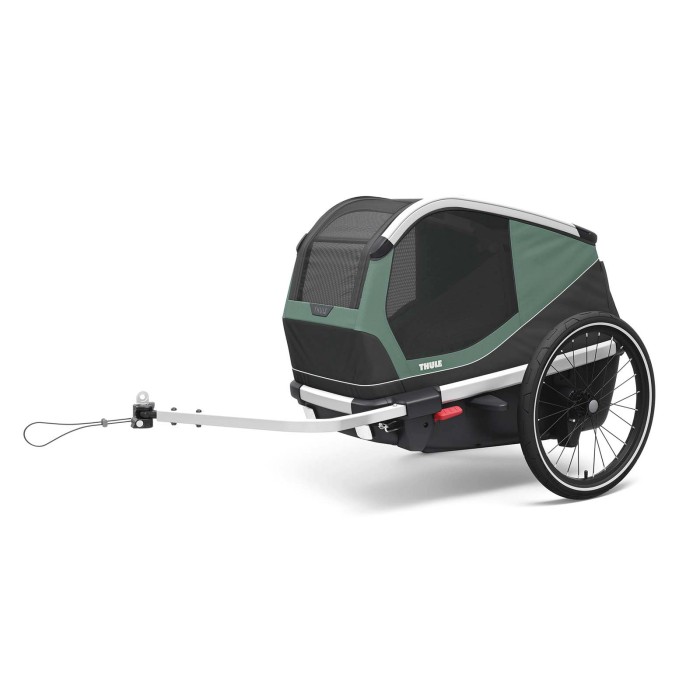 Rimorchio bici per bambini Thule, verde/nero, per un trasporto sicuro.