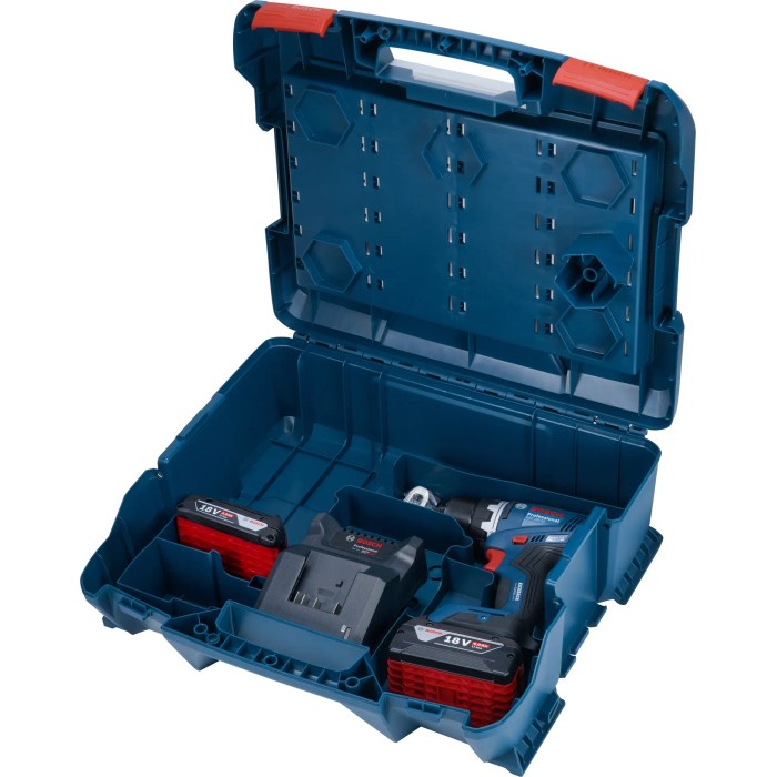 Bosch Professional GSR 18V-65 trapano avvitatore a batteria con 2 batterie, caricabatterie in L-Boxx.