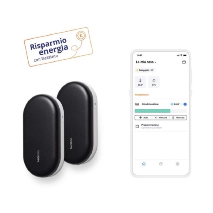 Termostati smart Netatmo con controllo app per domotica.
