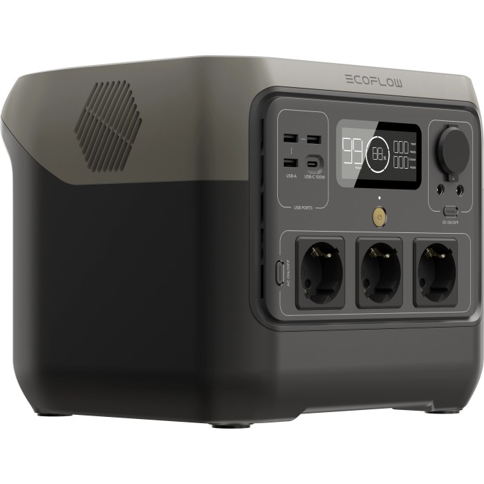 EcoFlow River 2 Pro Powerstation con capacità batteria 768 Wh, varie porte.