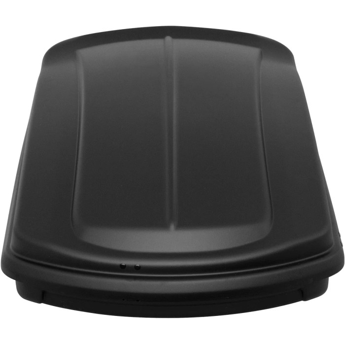 Box da tetto nera per trasporto auto, accessori per viaggio e bagagli.