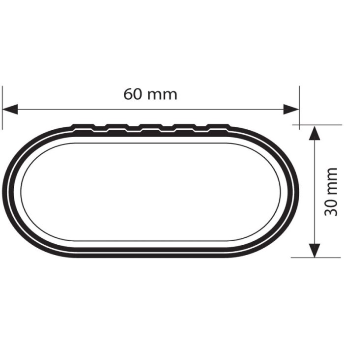 Accessorio t.b.t., forma ovale, 60x30mm, per il trasporto.