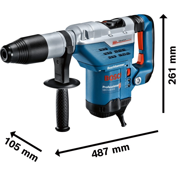 Martello perforatore Bosch Professional GBH 5-40 DCE, martello perforatore blu per pietra, pietra naturale e calcestruzzo.