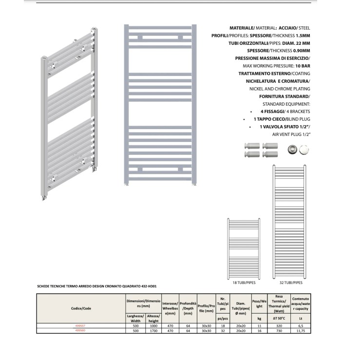 Scaldasalviette t.b.t. per bagno, design cromato.