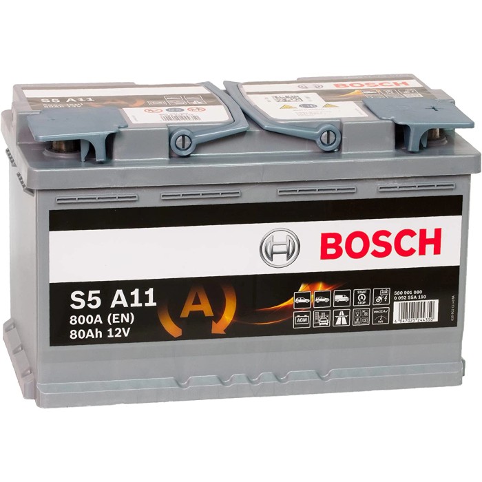 Batteria auto Bosch S5 A11, 12V 80Ah, per un'alimentazione affidabile dell'auto.