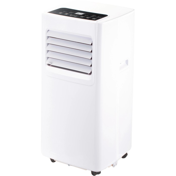Condizionatore portatile bianco KGM 7000-35 con ruote, griglia di ventilazione e pannello di controllo.