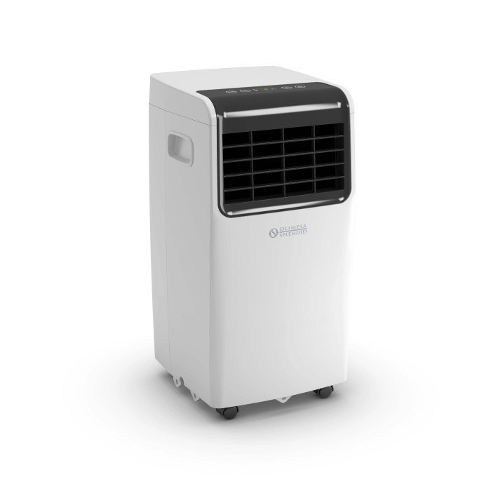 Climatizzatore OBI t.b.t. bianco, mobile con ruote per un raffreddamento flessibile.
