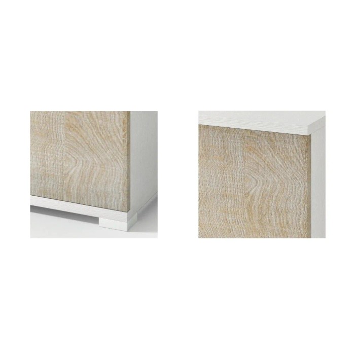 Dettaglio: armadio t.b.t. con texture legno ed elementi bianchi.