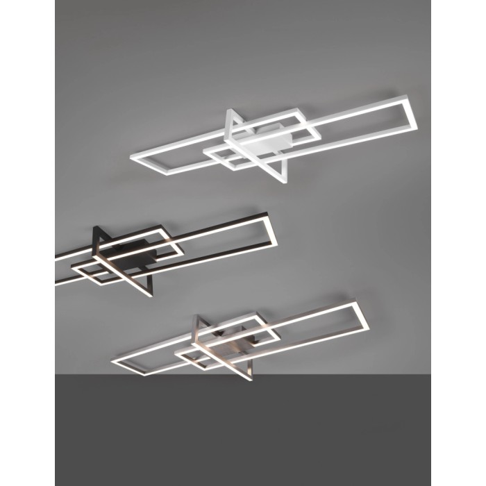 Moderna lampada da soffitto a LED Trio Salinas, bianco opaco, con design geometrico.
