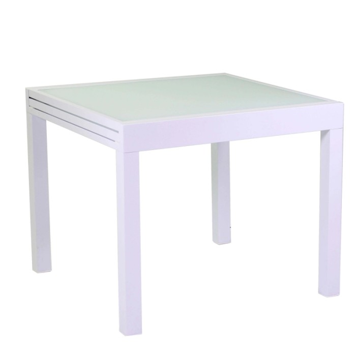 Tavolo in alluminio Boise bianco opaco allungabile 90/180x90h75 cm
