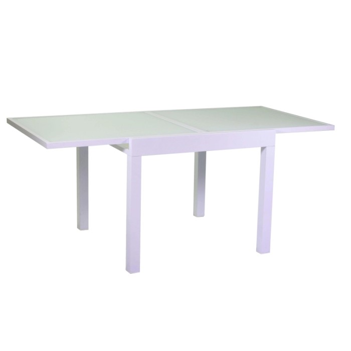 Tavolo in alluminio Boise bianco opaco allungabile 90/180x90h75 cm
