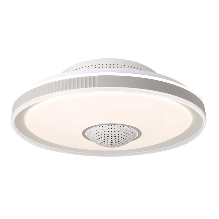 Plafoniera LED bianca t.b.t. con forma rotonda.