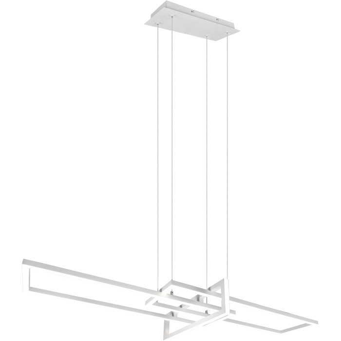 Moderna lampada a sospensione Trio LED Salinas, bianco opaco, con design geometrico per sala da pranzo.