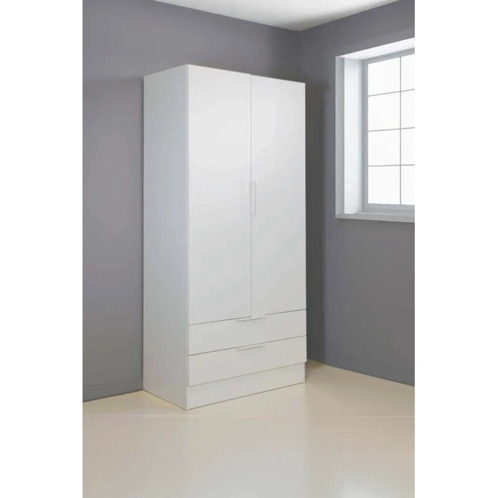 Guardaroba 2 ante e 2 cassetti 184x82x46 cm bianco