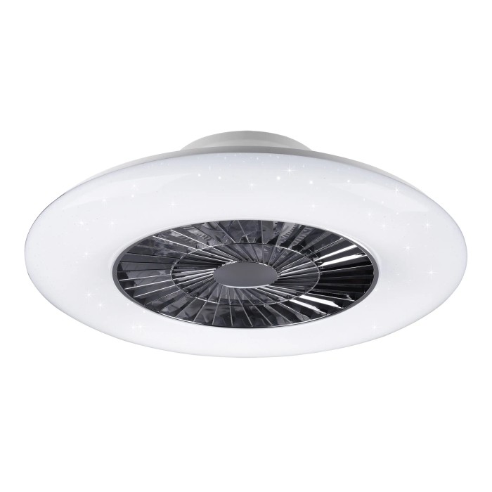 Plafoniera LED moderna con funzione ventilatore.