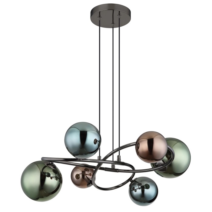 Lampada a sospensione moderna con sfere di vetro colorate, punto focale per gli spazi abitativi.