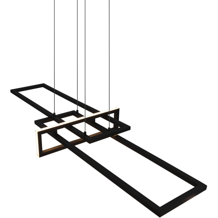 Moderna lampada a sospensione a LED Trio Salinas, 34W, nero opaco, con elementi rettangolari.