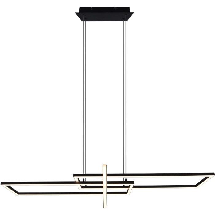 Moderna lampada a sospensione a LED Trio Salinas nera con dimmer switch per soggiorno e camere da letto.