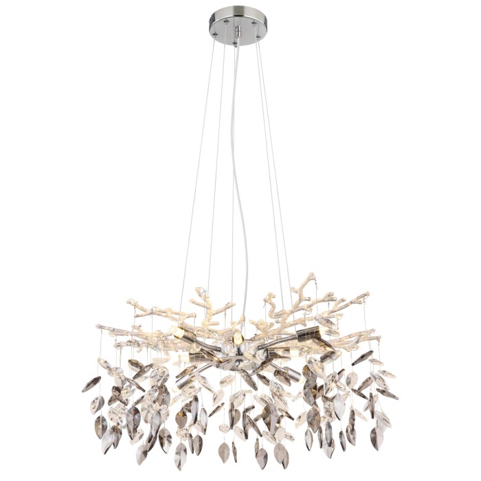 Lampada a sospensione moderna con dettagli in cristallo, ideale per un'illuminazione elegante.