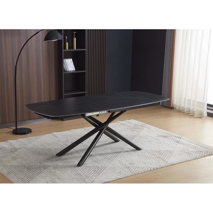 Tavolo allungabile da pranzo Astrid marmo nero 140x90x76 cm