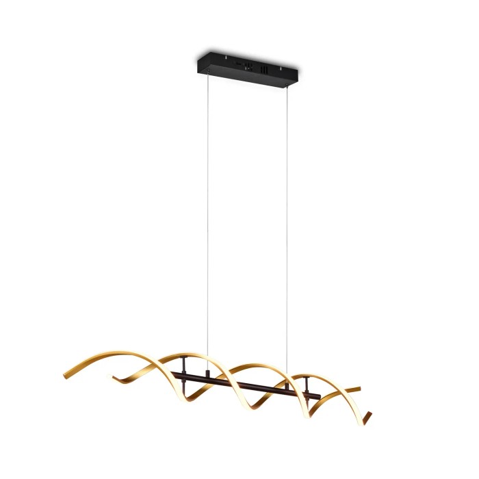 Moderna lampada a sospensione a LED Trio Sequence color oro, 1 luce, per soggiorno e sala da pranzo.