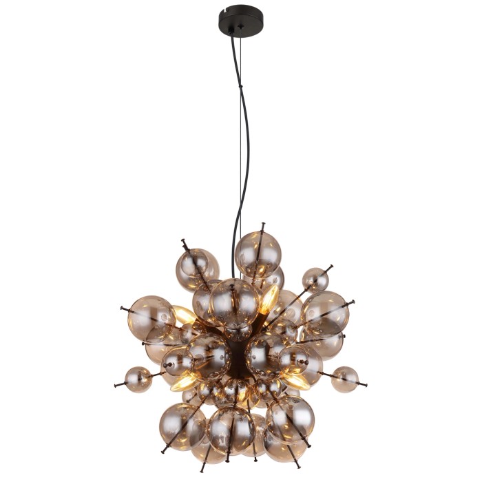 Lampada a sospensione moderna t.b.t. con sfere di vetro fumé per un'illuminazione elegante.