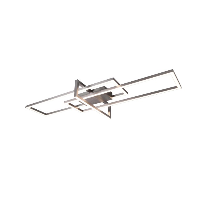 Plafoniera LED moderna t.b.t. con design geometrico per montaggio a soffitto.