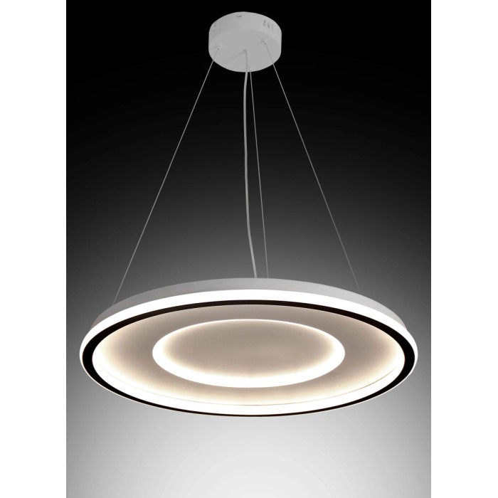 Moderna lampada a sospensione a LED rotonda bianca per un'illuminazione elegante.