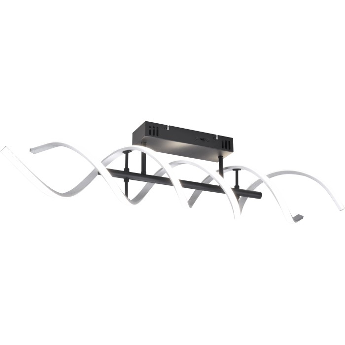 Moderna lampada da soffitto Trio LED Sequence, alluminio spazzolato, design a spirale.