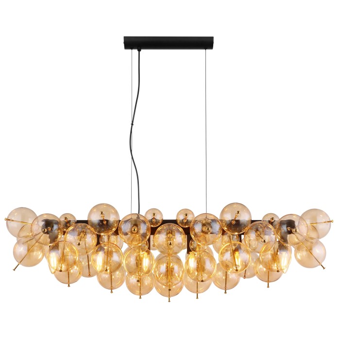 Lampada a sospensione moderna con sfere di vetro ambrate, ideale come elegante Sospensioni.