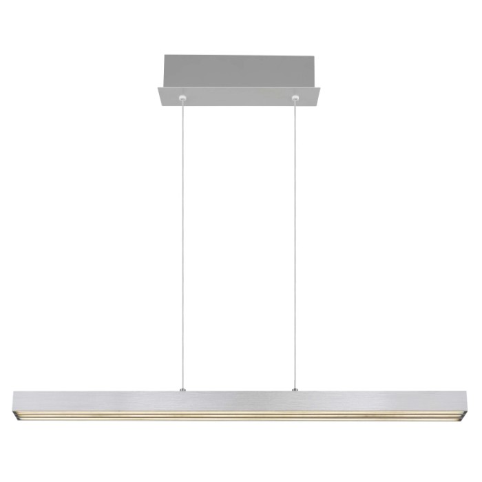Moderna lampada a sospensione t.b.t. in argento per interni.