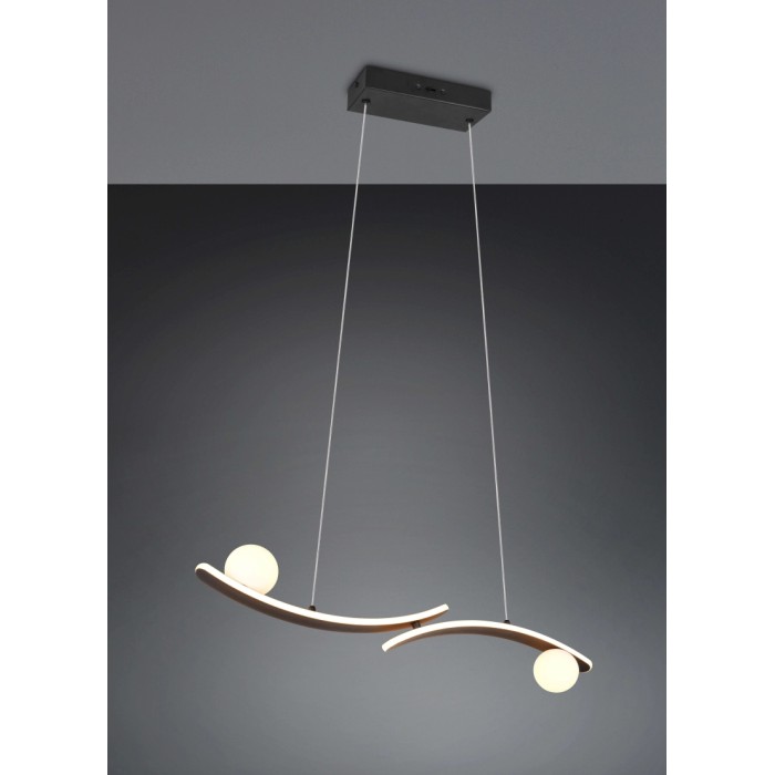 Lampadario a sospensione LED Napoli 3200lm 2300-4000K L82cm nero opaco