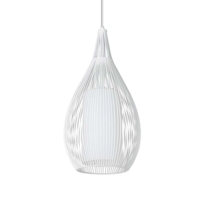 Lampadario a sospensione Eglo Razoni 3 luci L99x19xH110 cm acciaio vetro bianco