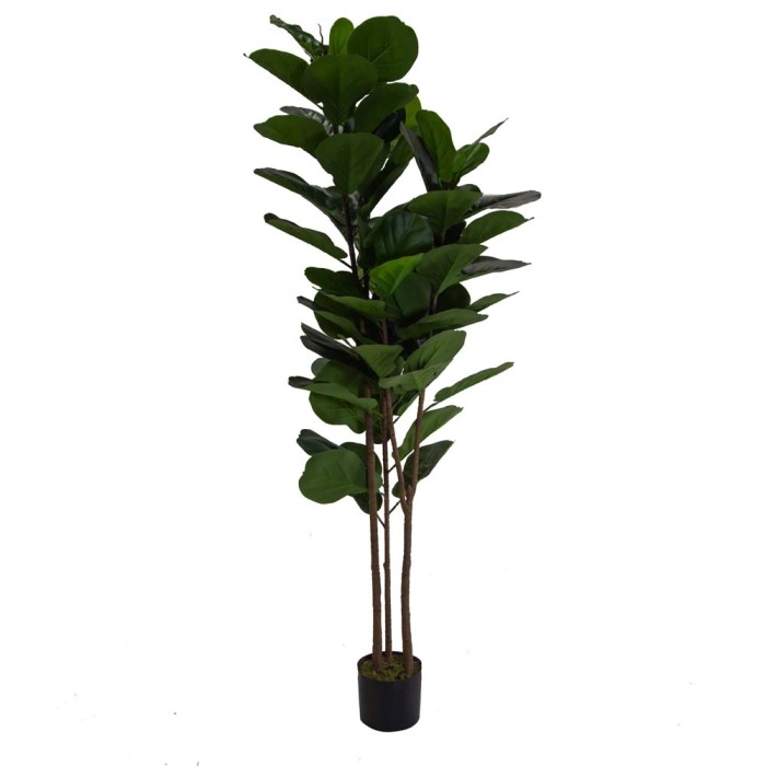 Pianta artificiale con foglie verdi in vaso, ideale come decorazione.