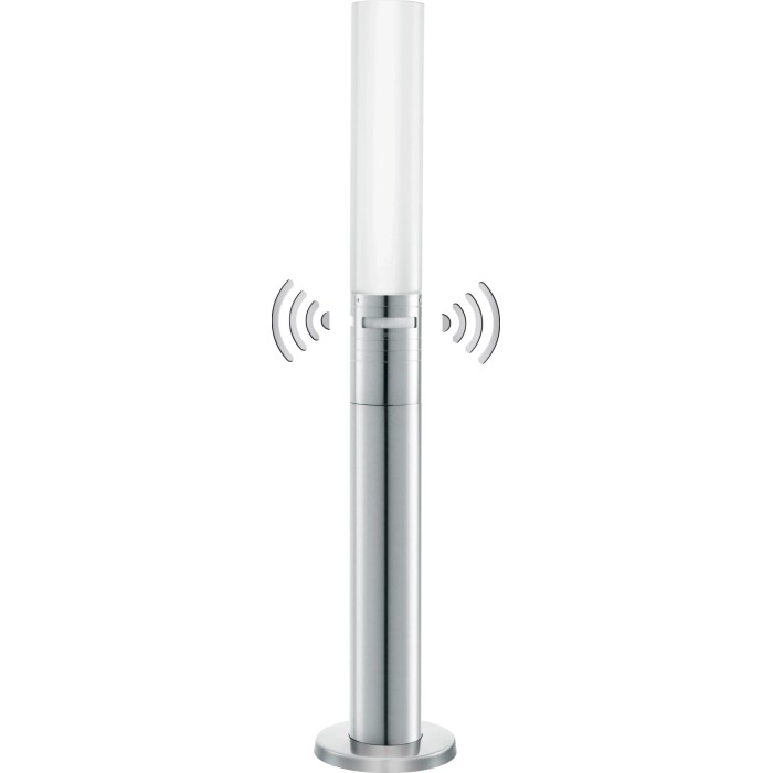 Lampada da giardino a LED Steinel GL60 in acciaio inox con sensore di movimento.