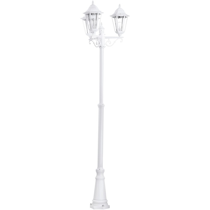 Lampada da esterno bianca a 2 luci in stile classico per giardino e cortile.